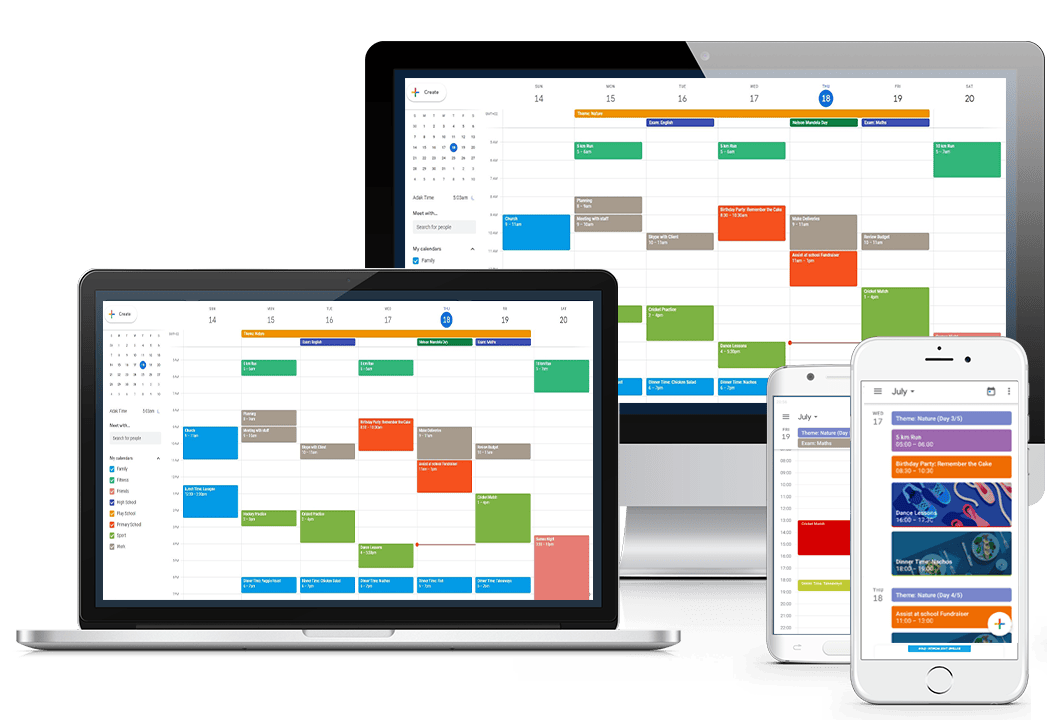 Calender demonstrated on different devices